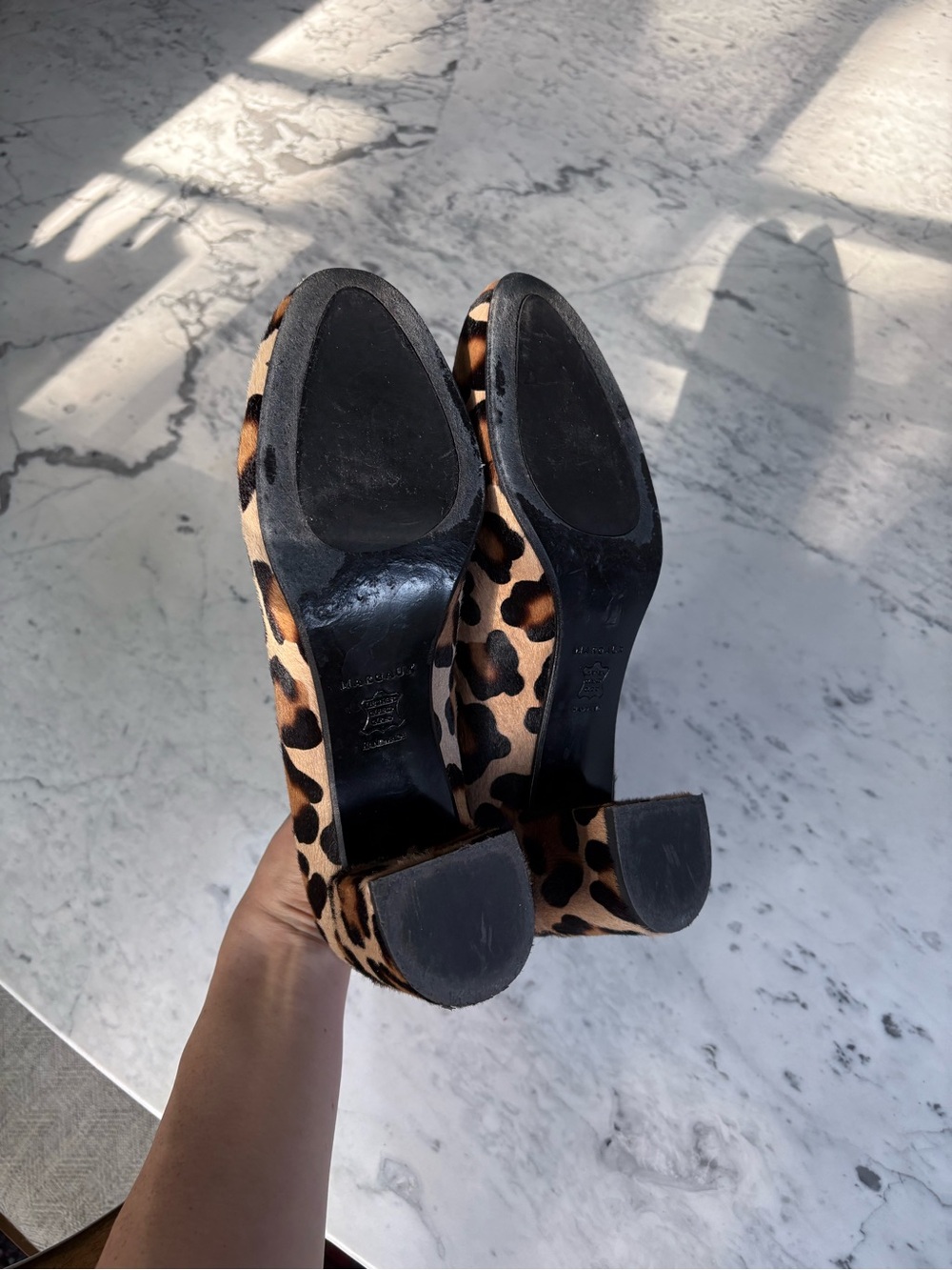 Margaux Leopard-Print Block Heel Pumps in Brown and Black - Picture 5 of 7
